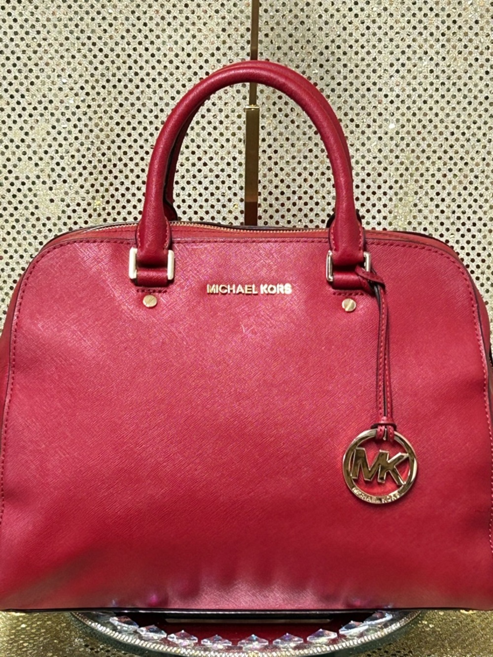 Michael Kors Red Satchel with Gold Hardware - Excellent Preloved Condition